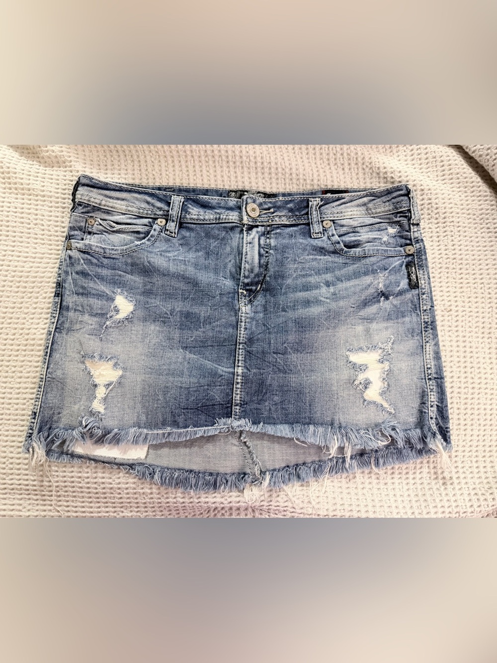 Silver Jeans | Distressed Denim Skirt | Size 32